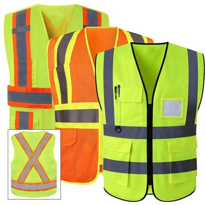 Factory Price Reflective Vest Night Hi Vis Yellow Security Work Safety Workwear Traffic Construction Engineer Reflector Vest