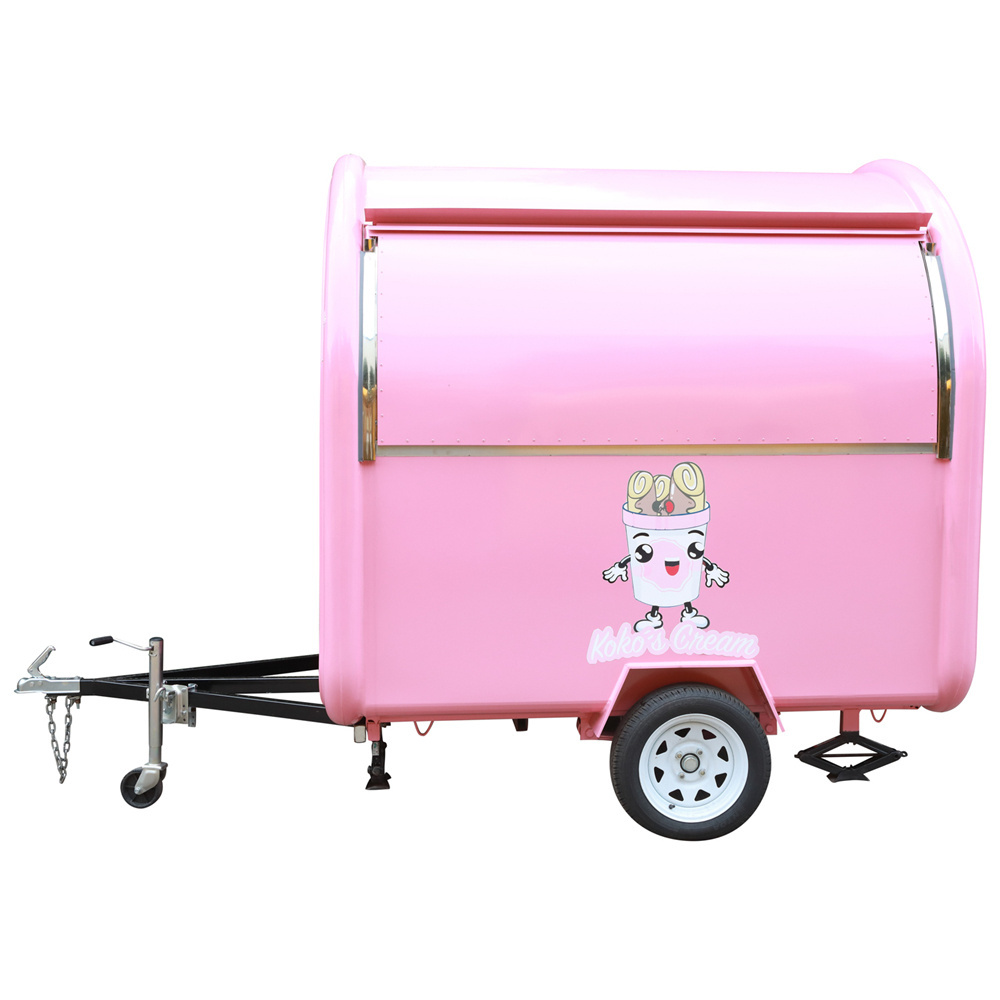 Commercial Round Ice Cream Roll Machine Pizza Beer Bar Burger Galvanized Truck Crepe Food Trailer Mobile Food Truck