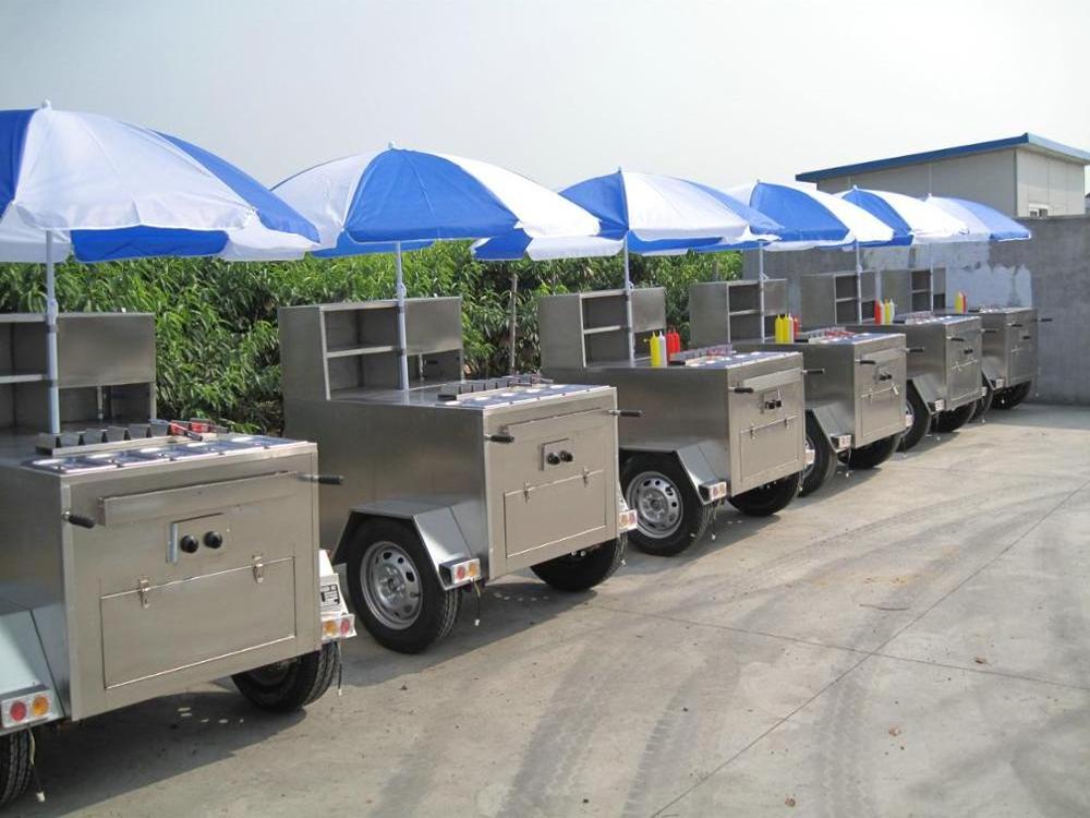 Customized Snack Cart Three Wheeled Cart With Umbrella  Hand Push Movable Float Shopping Mall Street Stall Food Cart