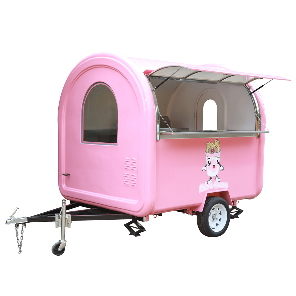 Commercial Round Ice Cream Roll Machine Pizza Beer Bar Burger Galvanized Truck Crepe Food Trailer Mobile Food Truck