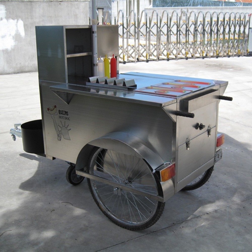 Customized Snack Cart Three Wheeled Cart With Umbrella  Hand Push Movable Float Shopping Mall Street Stall Food Cart