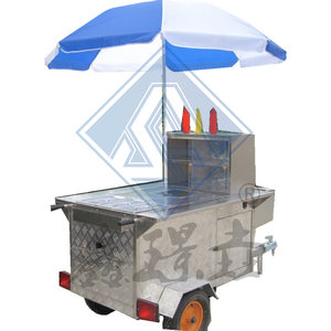 Customized Snack Cart Three Wheeled Cart With Umbrella  Hand Push Movable Float Shopping Mall Street Stall Food Cart