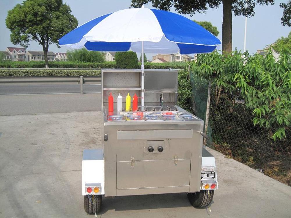 Customized Snack Cart Three Wheeled Cart With Umbrella  Hand Push Movable Float Shopping Mall Street Stall Food Cart