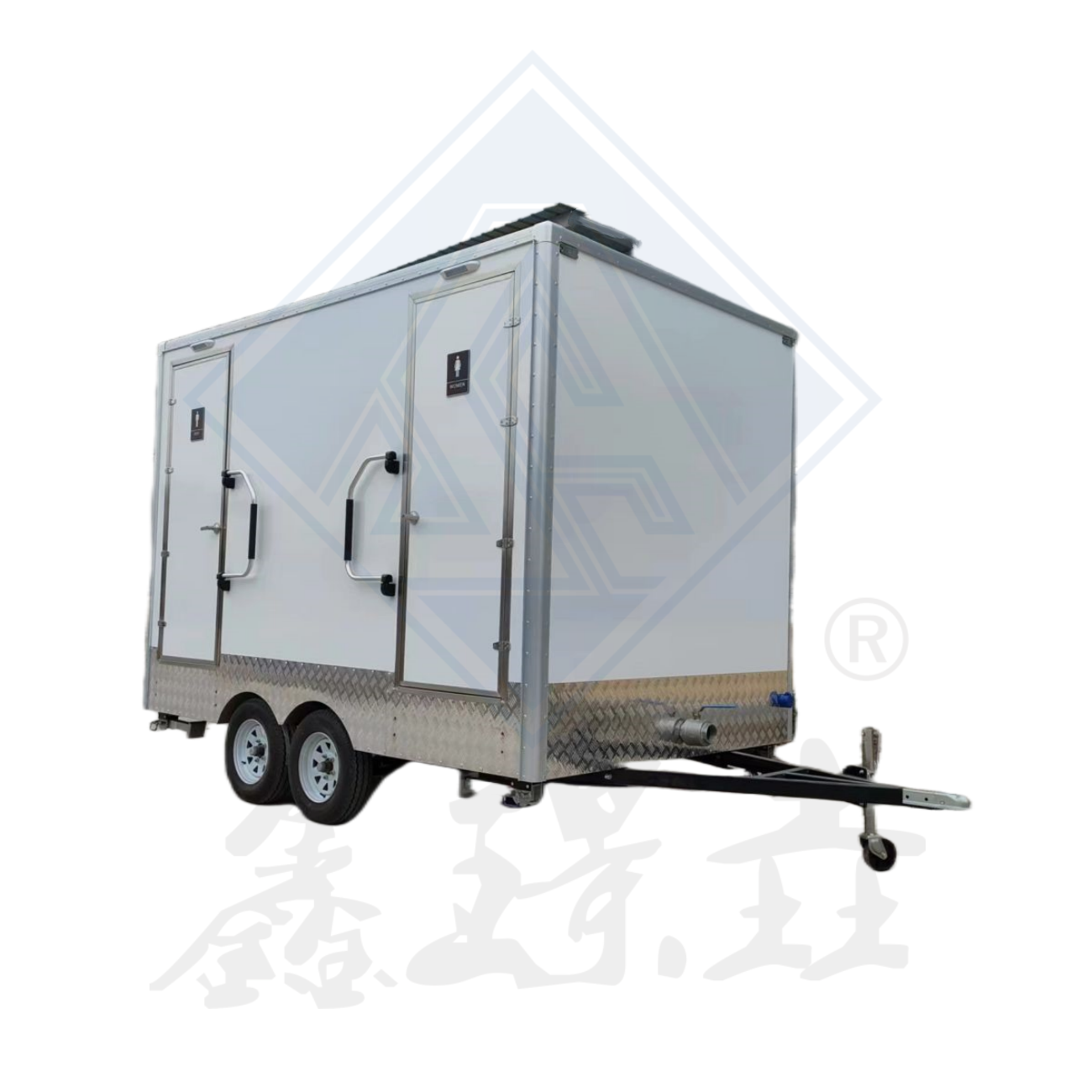 Commercial Convenient 2 Stall Toilet Cart Portable Mobile Toilet Trailer For Park