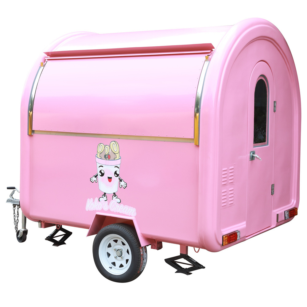 Commercial Round Ice Cream Roll Machine Pizza Beer Bar Burger Galvanized Truck Crepe Food Trailer Mobile Food Truck