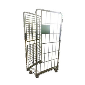 Warehouse cargo transport cart roll cage trolley rolling cage cart with four wheels