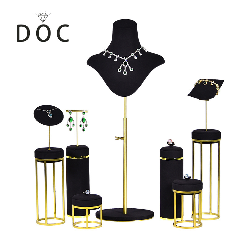 High Grade Black Jewelry Display Set Custom Jewelry Display Stand Ring Earrings Bracelet Necklace Holders