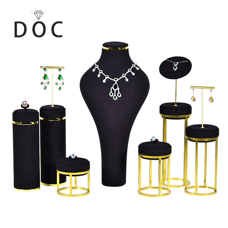 High Grade Black Jewelry Display Set Custom Jewelry Display Stand Ring Earrings Bracelet Necklace Holders