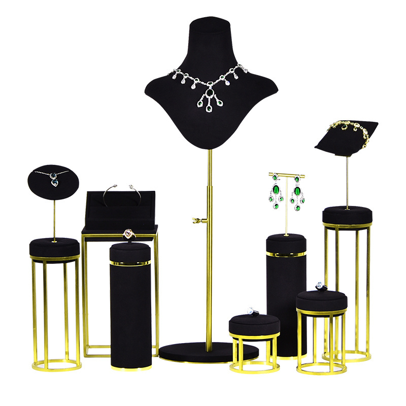 High Grade Black Jewelry Display Set Custom Jewelry Display Stand Ring Earrings Bracelet Necklace Holders