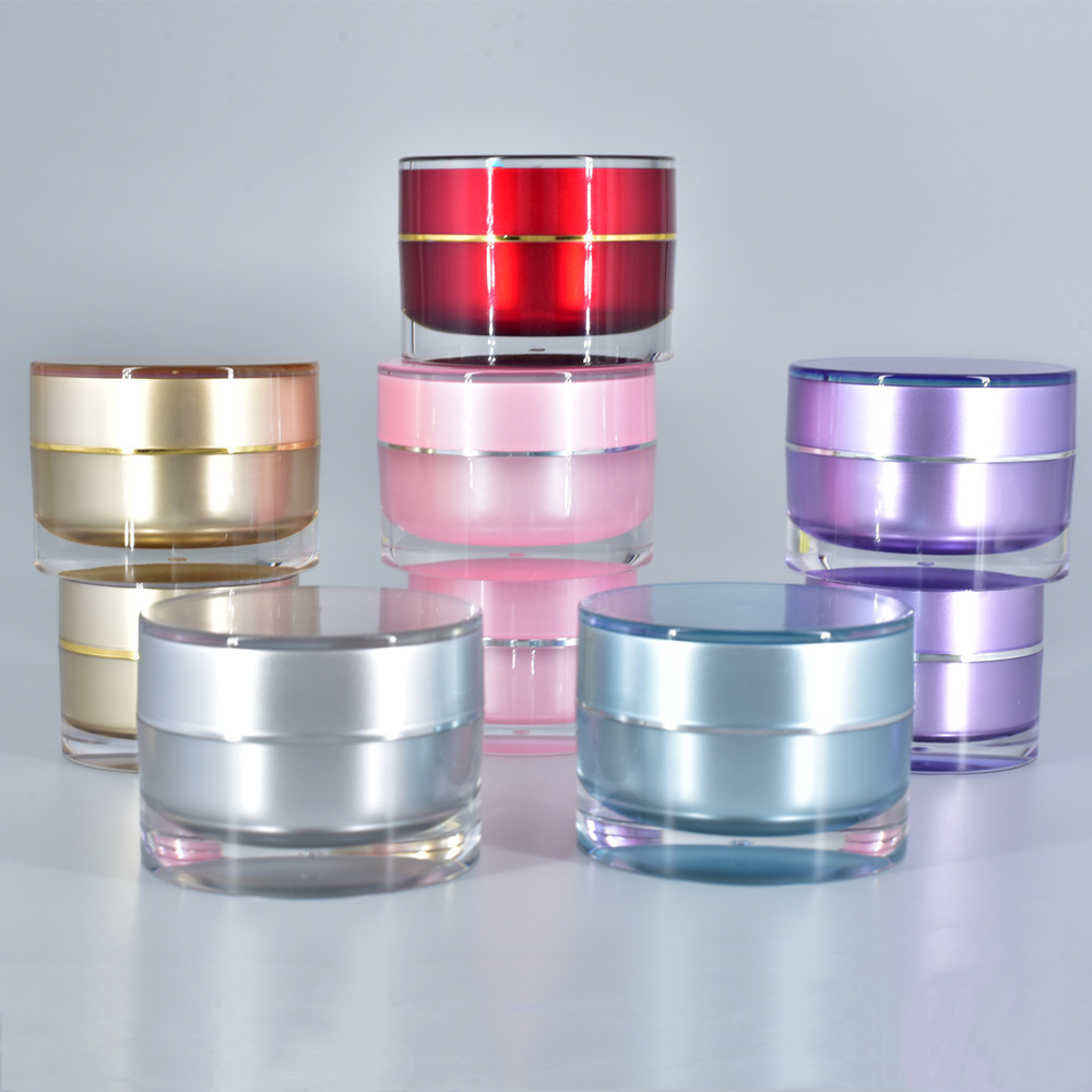 Hot sale high quality luxury plastic round shape airless cream jar empty body butter jars for skin care