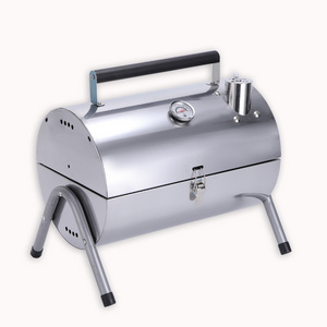 portable folding charcoal stove with chimney and thermometer linos bbq grill stainless steel patio grill