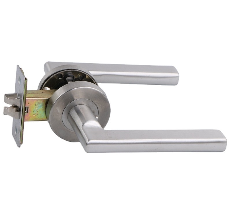 High quality stainless steel lever handle door lock with lock cylinder wooden door lock set