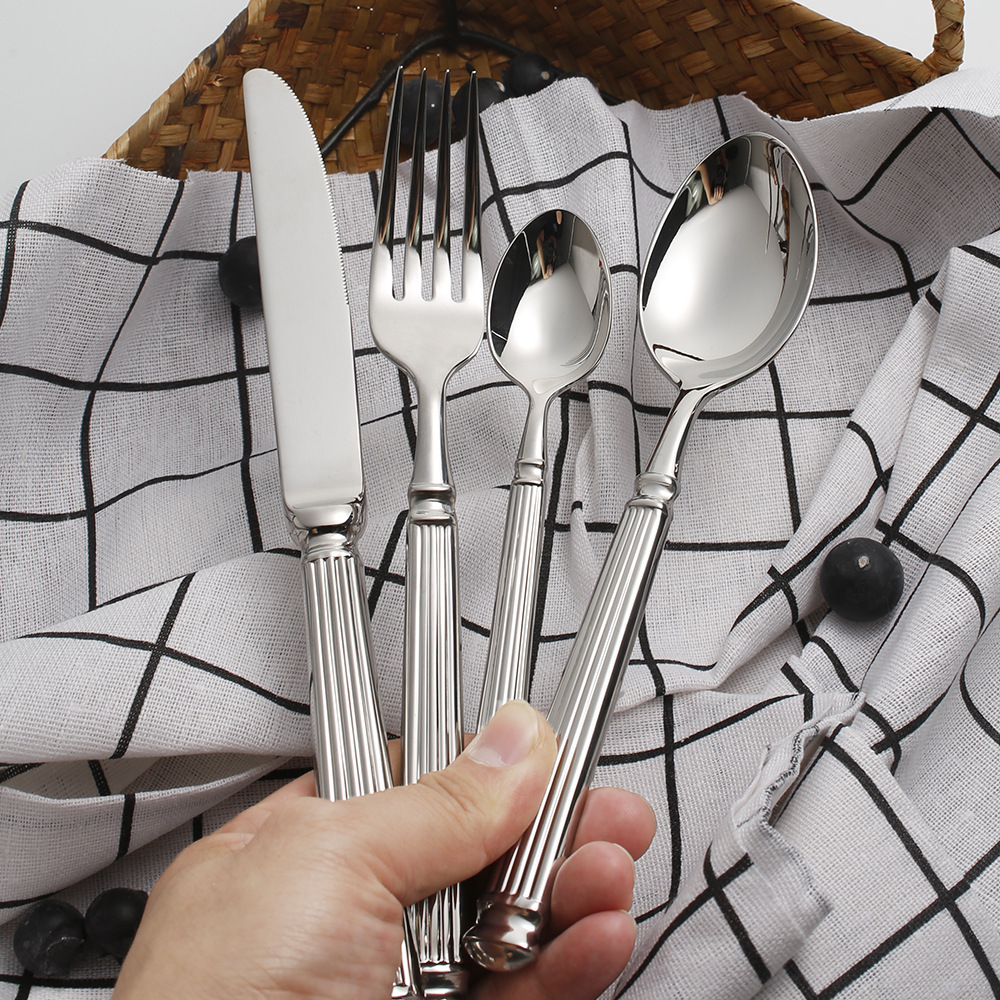 Roman Vintage Unique Sophisticated Heavy Silverware Luxury Cutlery Set Stainless Steel 18/10 Flatware