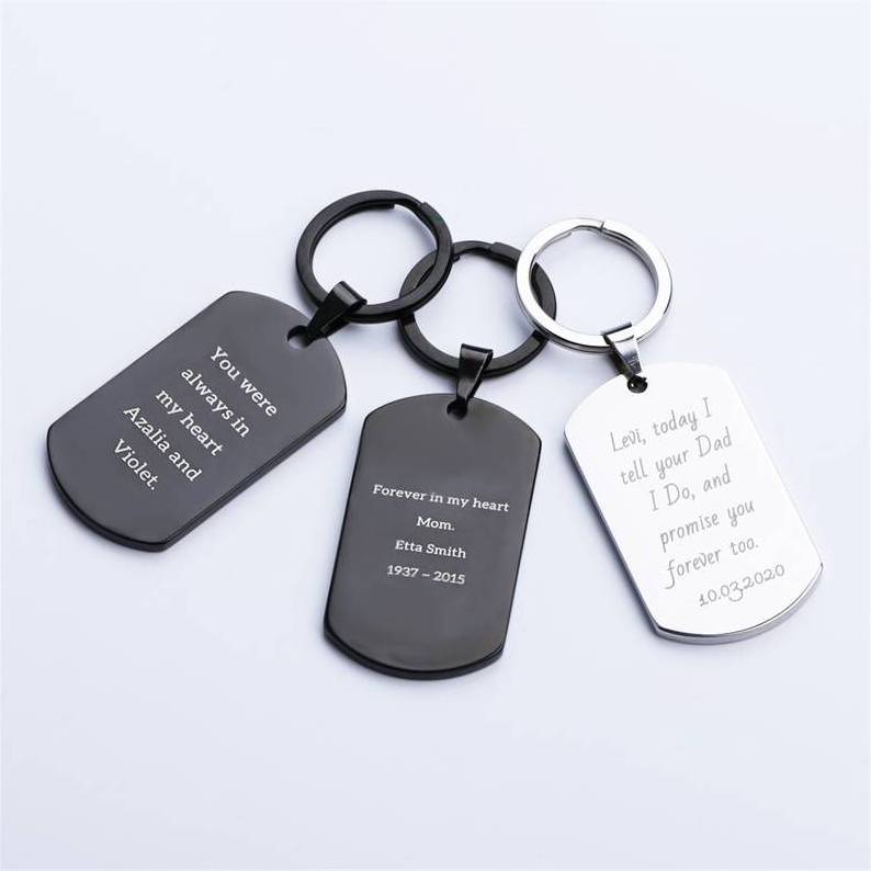 Custom Safety Stainless Steel Engraved Personalized Keychain and Dog Tag For Women Gift