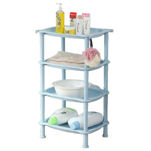 Widely Use Firm PP Plastic Bathroom 4 Tiers Shelf For Home Use Sundries Food Storage Holder Multifunction Kitchen Organizer Rack