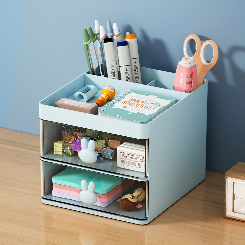 Desktop pencil holder storage box dustproof and waterproof desktop storage lipstick and jewelry plastic drawer