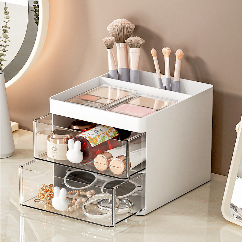 Desktop pencil holder storage box dustproof and waterproof desktop storage lipstick and jewelry plastic drawer