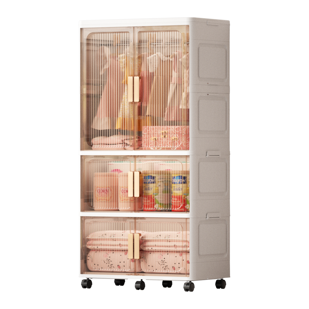 Storage cabinet plastic wardrobe folding open wardrobe folding storage box clothes plastic closets for living room