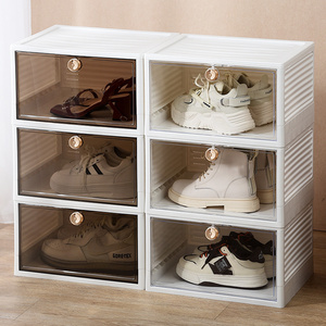 Wholesale Collapsible Shoe Boxes Multifunctional Foldable Plastic Stackable Shoe Storage Box for Sneaker Display