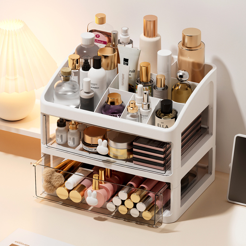 Drawer plastic storage box desktop cabinet cosmetics storage box multi-layer drawer office desk storage