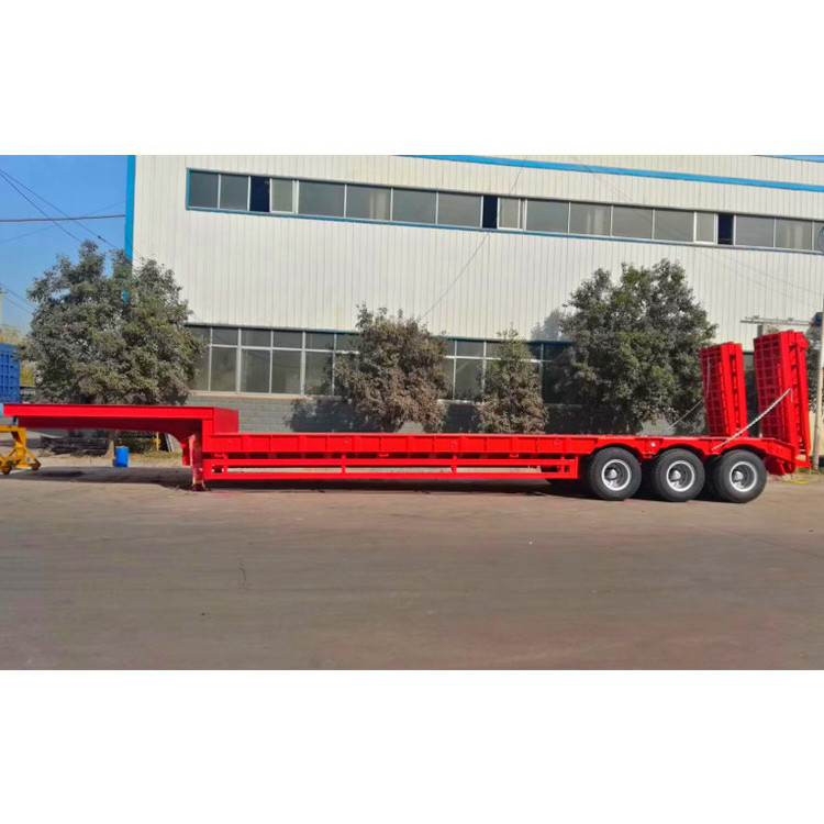 Lowbed Price Excavator Transporter Low bed Truck Semi Trailer With Hydraulic Ramp Multi 3 4 5 Axle 40 60 80 120 100 Ton For Sale