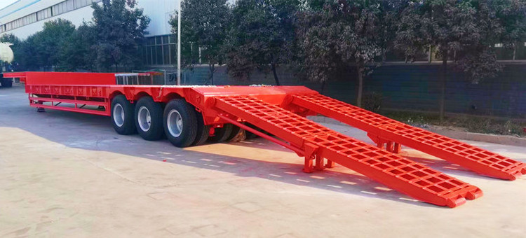 Lowbed Price Excavator Transporter Low bed Truck Semi Trailer With Hydraulic Ramp Multi 3 4 5 Axle 40 60 80 120 100 Ton For Sale