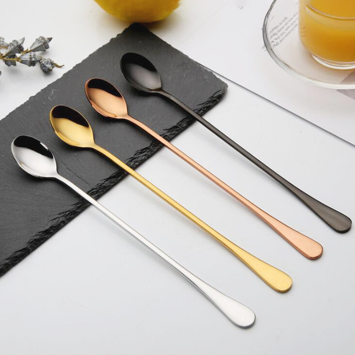 Fashional Colorful Stainless Steel Long Handle Tea Coffee Scoop Ice Cream Spoon