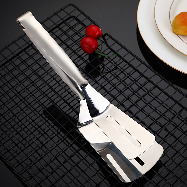 Multi-function stainless steel bread pancake pizza clamps tong for lengthening steak spatula