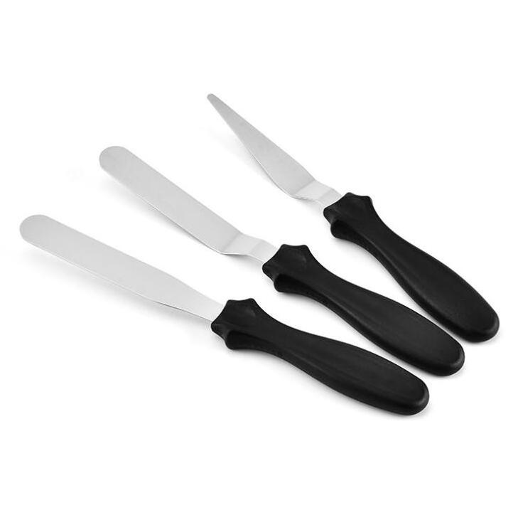 3pcs/set Cake Cream Knife Spatula Stainless Steel Scraper for DIY Cake Smoother Icing Frosting Spreader Pastry Cake Tool