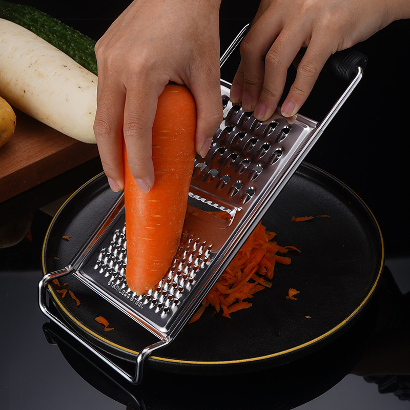 Grater Stainless Steel Hand Rotating Cheese Grater 3 in 1 Peeler Cassava Grater with Plastic Handle