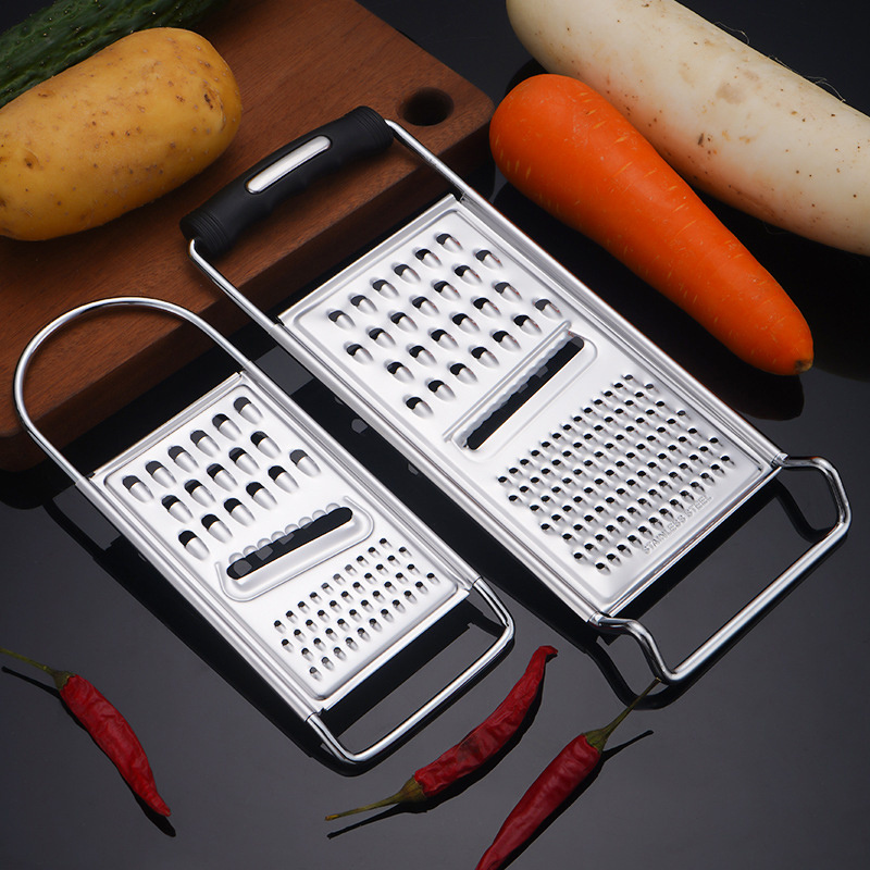 Grater Stainless Steel Hand Rotating Cheese Grater 3 in 1 Peeler Cassava Grater with Plastic Handle