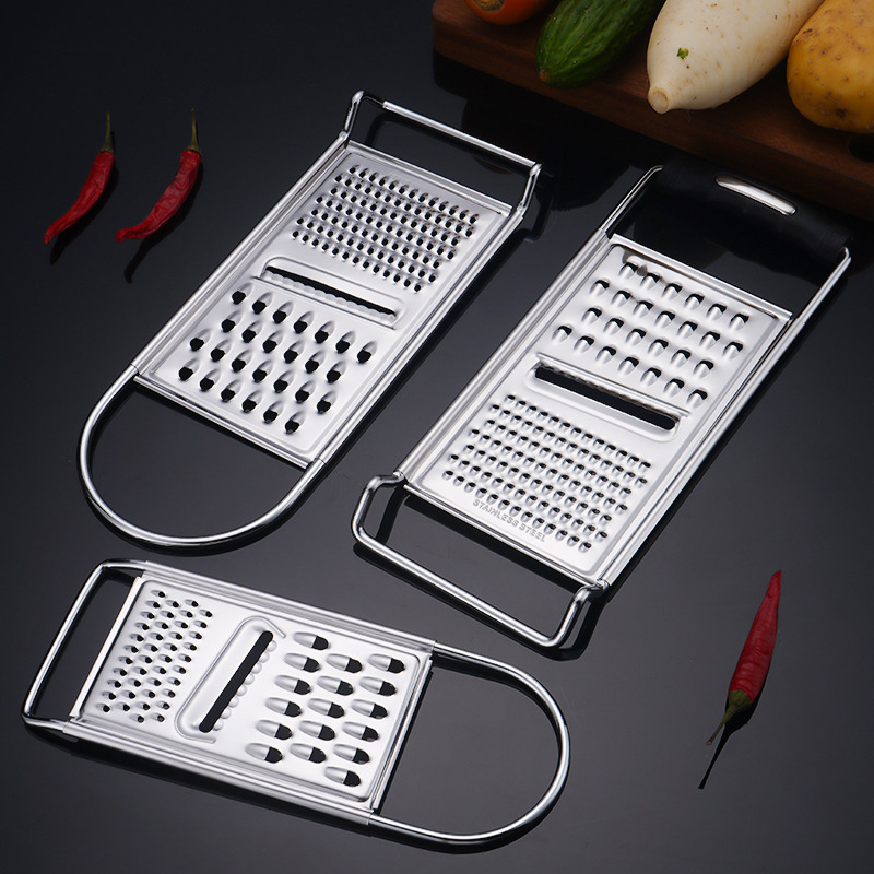 Grater Stainless Steel Hand Rotating Cheese Grater 3 in 1 Peeler Cassava Grater with Plastic Handle