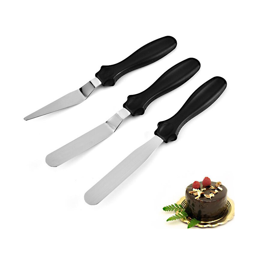 3pcs/set Cake Cream Knife Spatula Stainless Steel Scraper for DIY Cake Smoother Icing Frosting Spreader Pastry Cake Tool