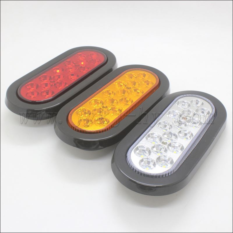 12V 24V 6 inch quot oval stop turn LED tail lights strobe flashing warning lights for truck trailers