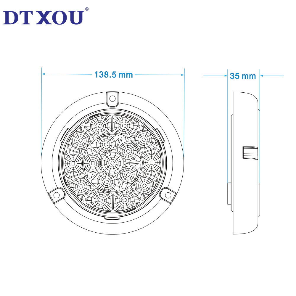 4 Inch Round Led Trailer Tail Lights Waterproof 12v Brake Stop Turn Reverse Lights Sealed Flush Mount For Truck Rv Boat