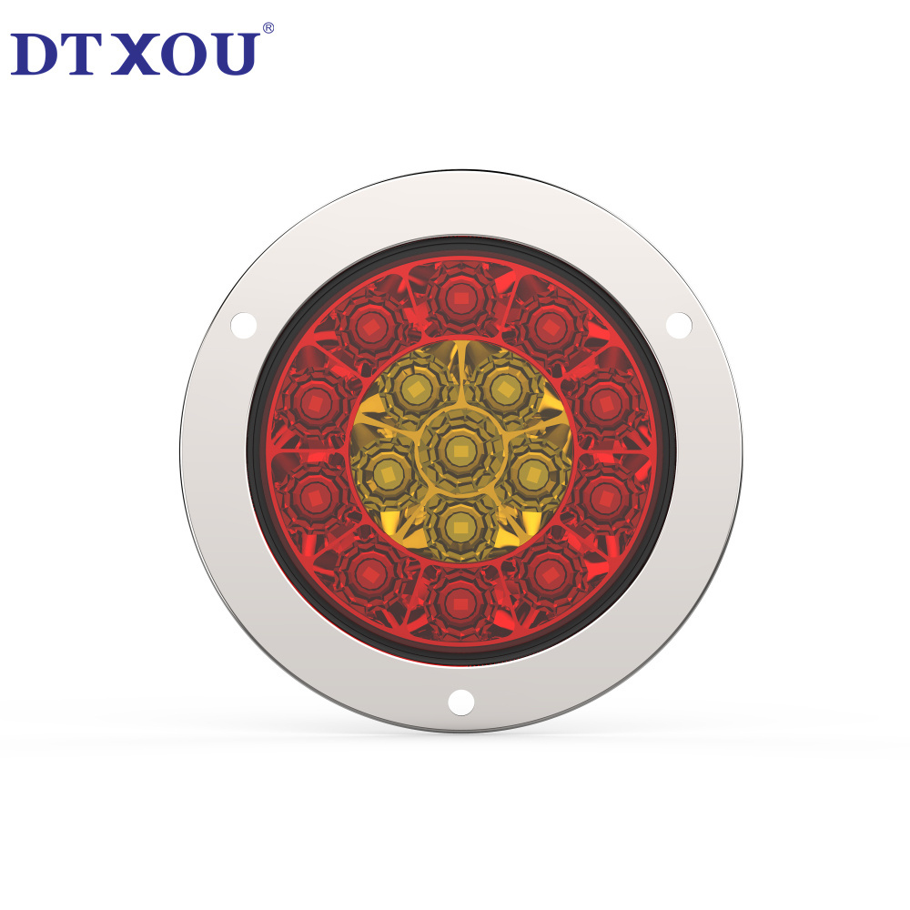 4 Inch Round Led Trailer Tail Lights 16 Led Tail Lights Waterproof Brake Stop Turn Marker Lights Sealed Flush Mount