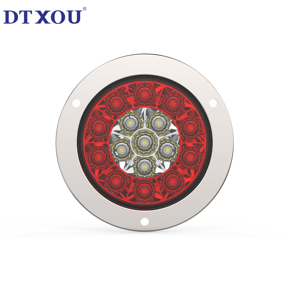 4 Inch Round Led Trailer Tail Lights 16 Led Tail Lights Waterproof Brake Stop Turn Marker Lights Sealed Flush Mount