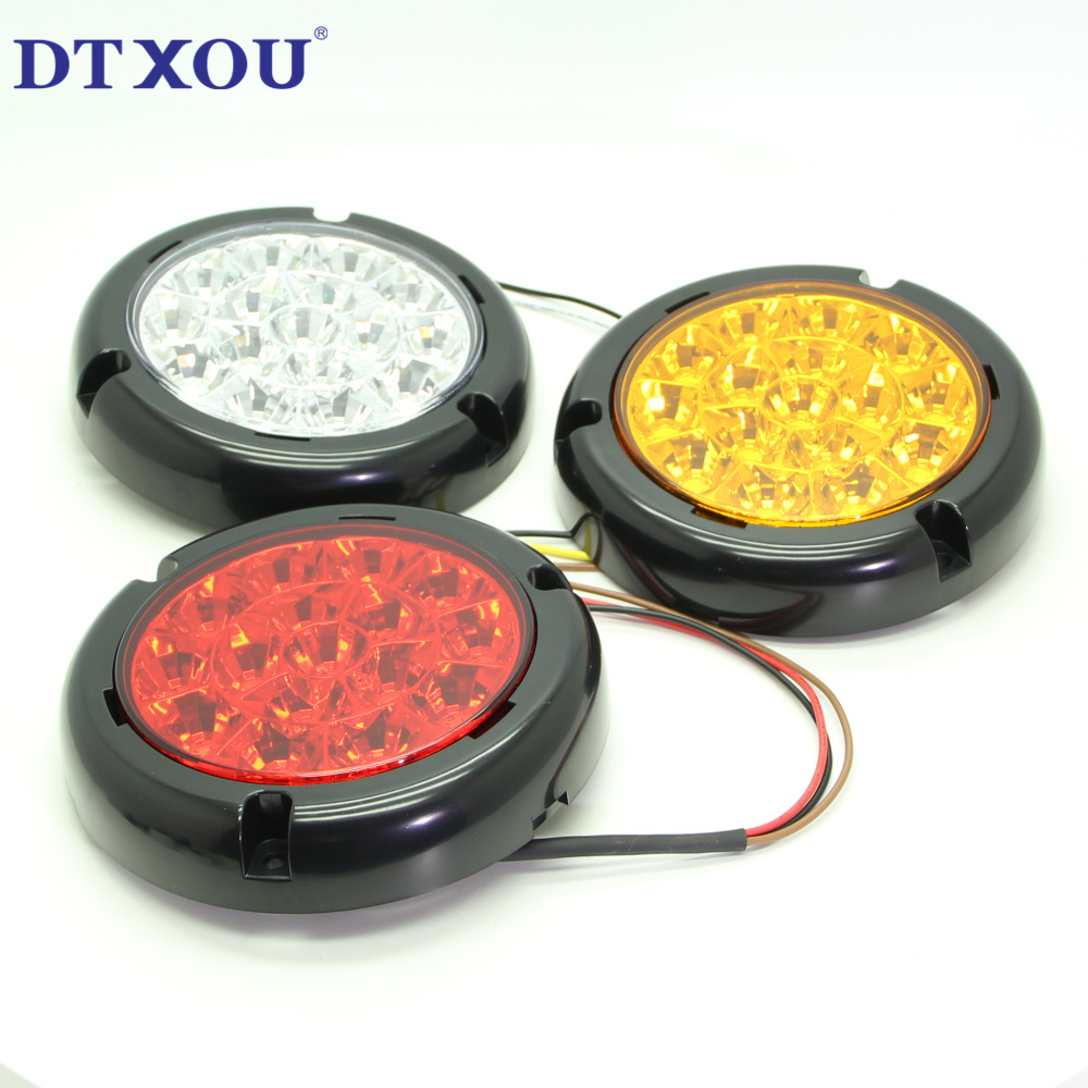 4 Inch Round Led Trailer Tail Lights Waterproof 12v Brake Stop Turn Reverse Lights Sealed Flush Mount For Truck Rv Boat