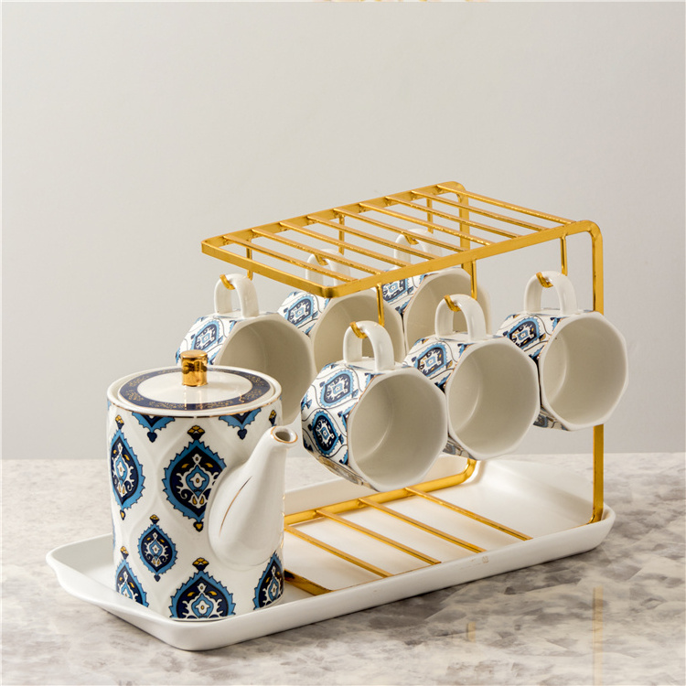 New arrival elegant design classic porcelain tea cup and tea pot arabic ceramic coffee teapot tea sets