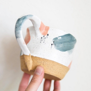 Unique design creative pattern mini porcelain coffee cups speckled handmade ceramic water tea coffee mugs