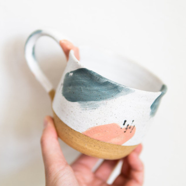 Unique design creative pattern mini porcelain coffee cups speckled handmade ceramic water tea coffee mugs