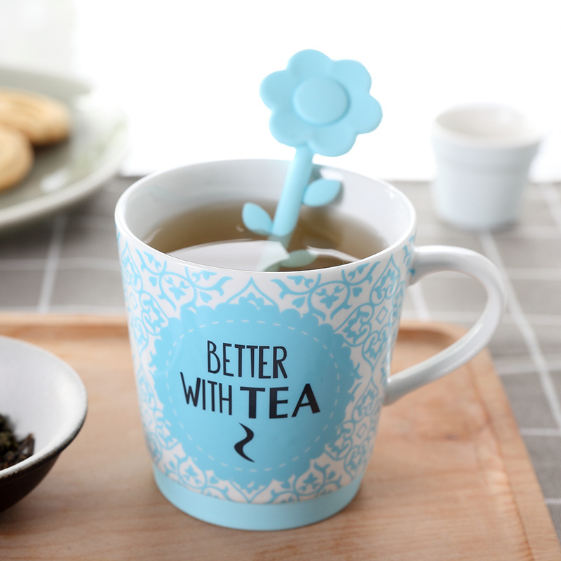 High quality food grade tea bags strainers filters flower shape silicone tea infuser filter