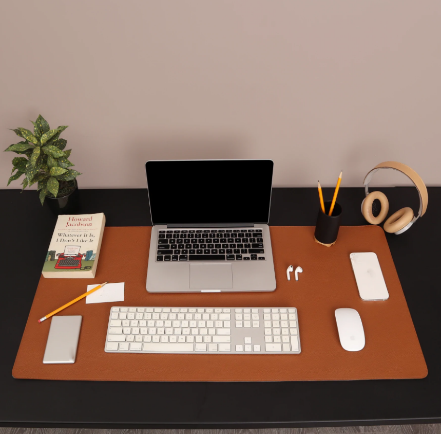 Anti slip laptop mouse pad green office desktop computer protector genuine leather desk mat pad