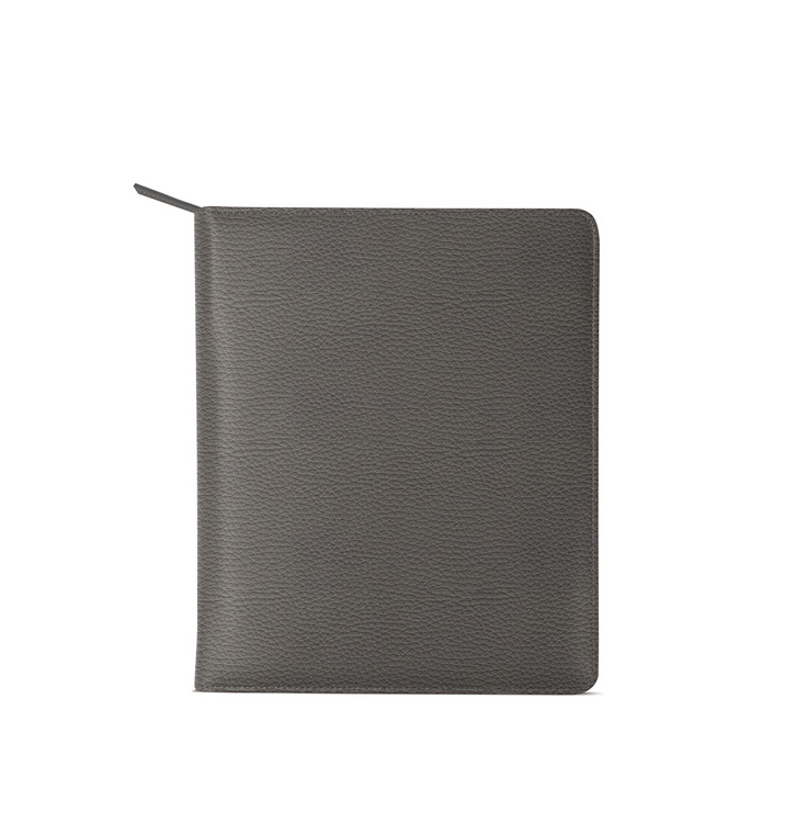 High quality genuine leather conference portfolio zipped document folder tablet padfolio with A5 notepad