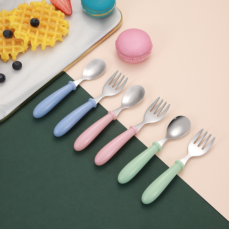 304 stainless steel children's portable flatware box fork spoon baby baby food supplement spoon meal training flatware with box