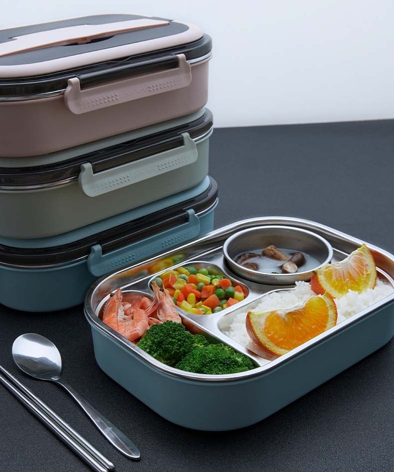 Wholesale Sealed Leakproof lunch box Stainless Steel 304 Lunch Bento Box with cutlery