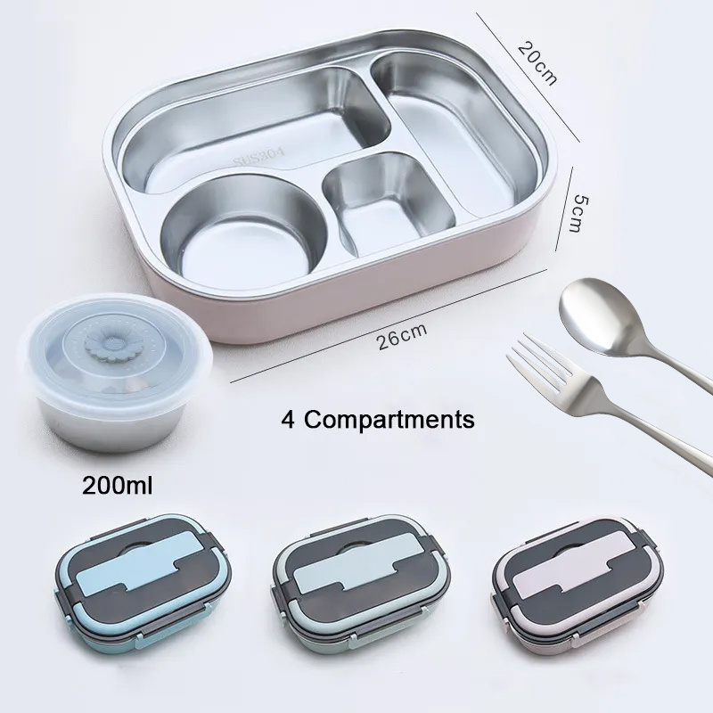 School Stainless Steel Portable Bento Lunch Tiffin Box Kids Bento Lunchbox for Children