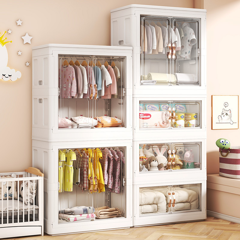 New Product Ideas 2023 Living Room Bedroom Clear Baby Kids' Plastic Cabinet Organizers For Clothes With Wheels