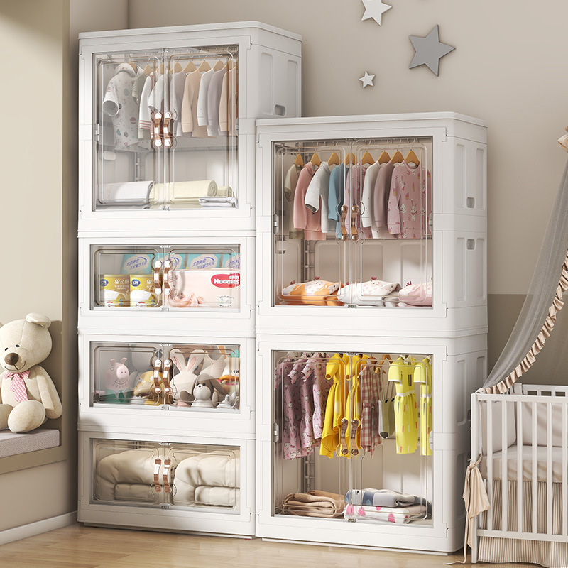 New Product Ideas 2023 Living Room Bedroom Clear Baby Kids' Plastic Cabinet Organizers For Clothes With Wheels