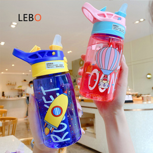 Kawaii 16 oz Kids School Water Sippy Cup Cartoon Baby Feeding Cups with Straws Leakproof Water Bottles